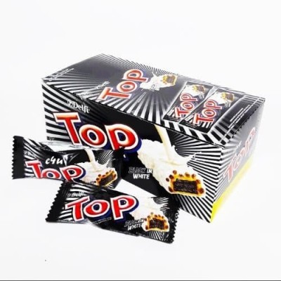 Delfi Chocolate Wafer Top Black in White 6 Boxs x 24 pack 9gr