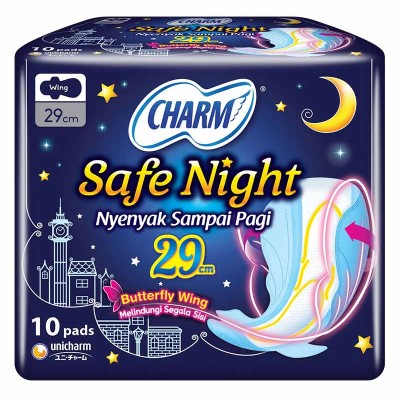 Charm Pembalut Safe Night 2's Wing 24 Pack x 10  Sachet 350mm