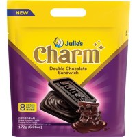 JULIE'S CHARM DOUBLE CHOCOLATE CREAM SANDWICH 172g x 12