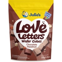 JULIE'S LOVE LETTERS WAFER CUBES CHOCOLATE HAZELNUT 150g x 24