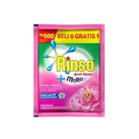 Rinso Deterjen Liquid + Molto Rose Fresh 48 Wraps x 6 Sachet 18ml