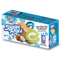 Jeram Swiss Roll Coconut Pandan 18gm x 24 pcs x 12